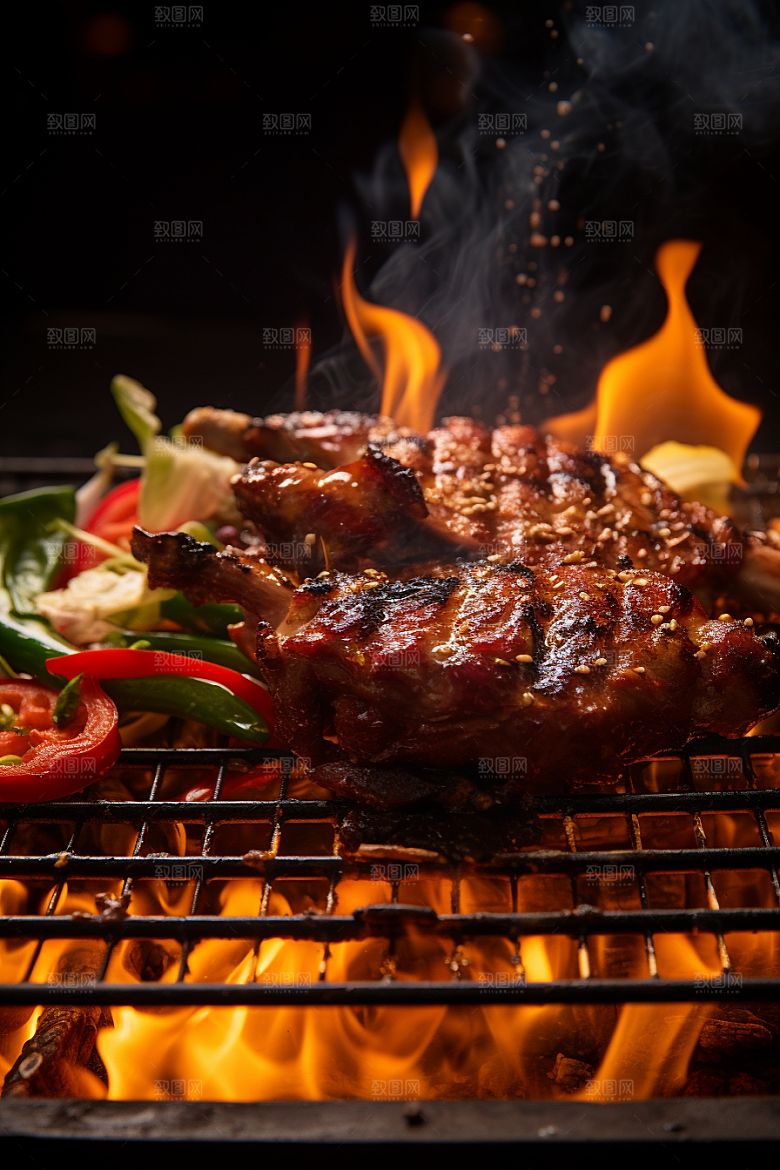 BBQ烧烤火热聚会摄影图