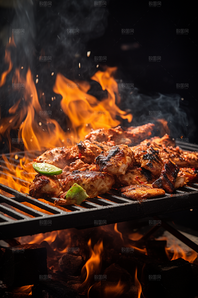 BBQ烧烤肉串聚会摄影图