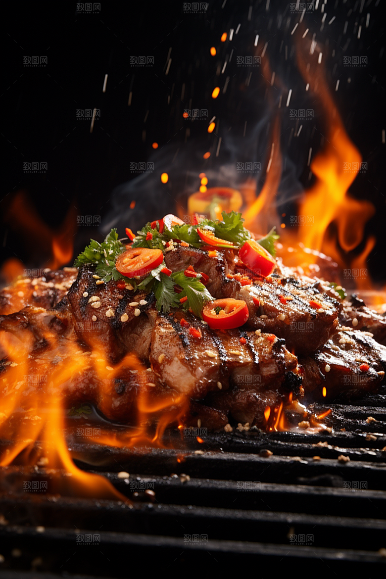 BBQ烧烤烤串广告摄影图