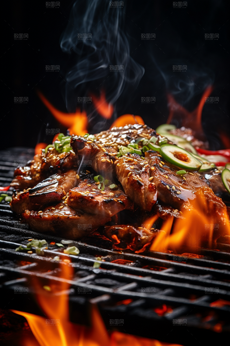 BBQ烧烤火辣聚餐摄影图
