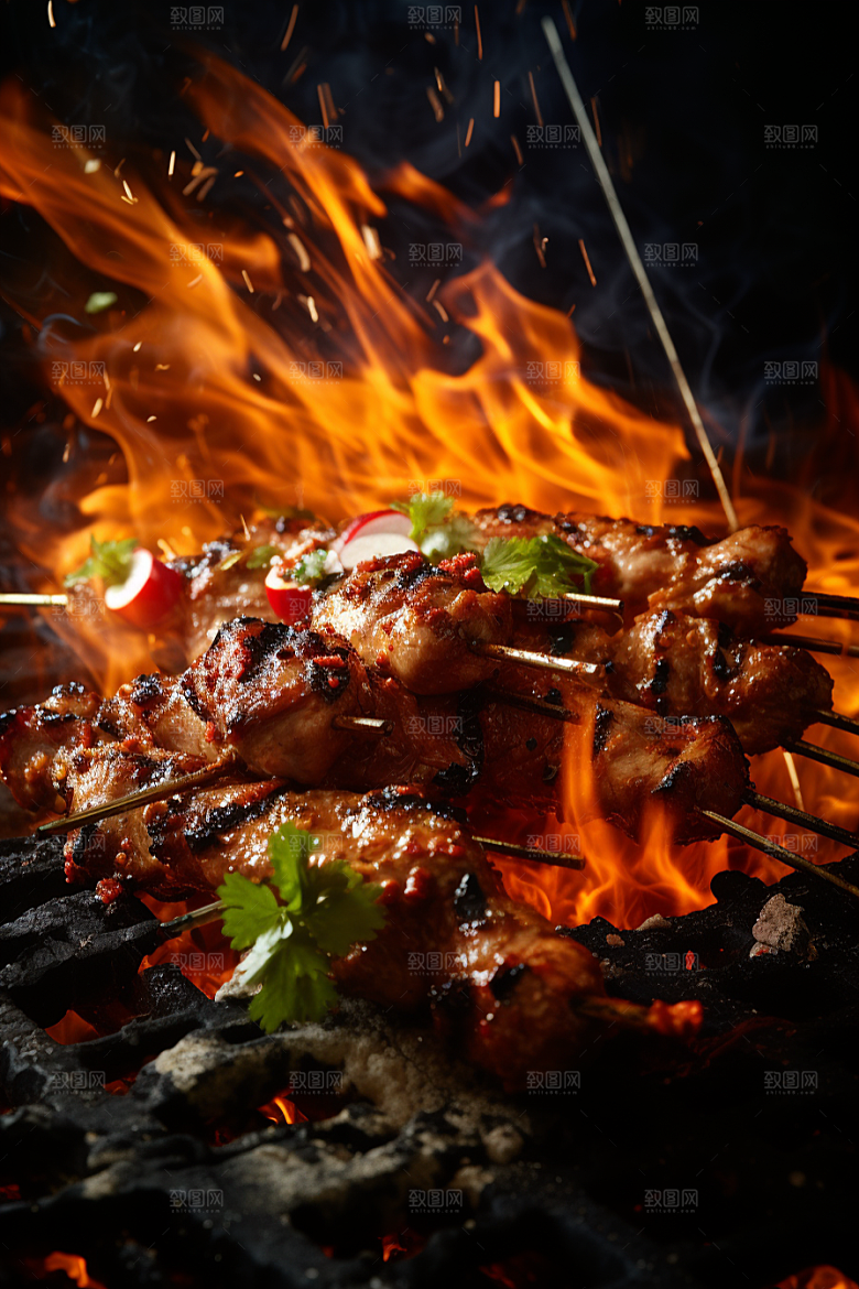 BBQ烧烤火热火辣摄影图