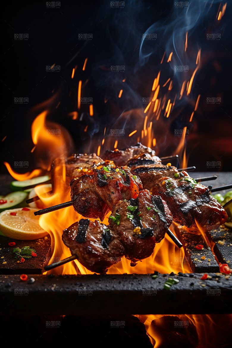 BBQ烧烤火热肉类摄影图