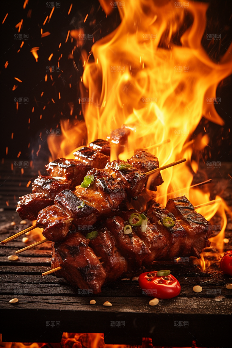 BBQ烧烤肉串广告摄影图