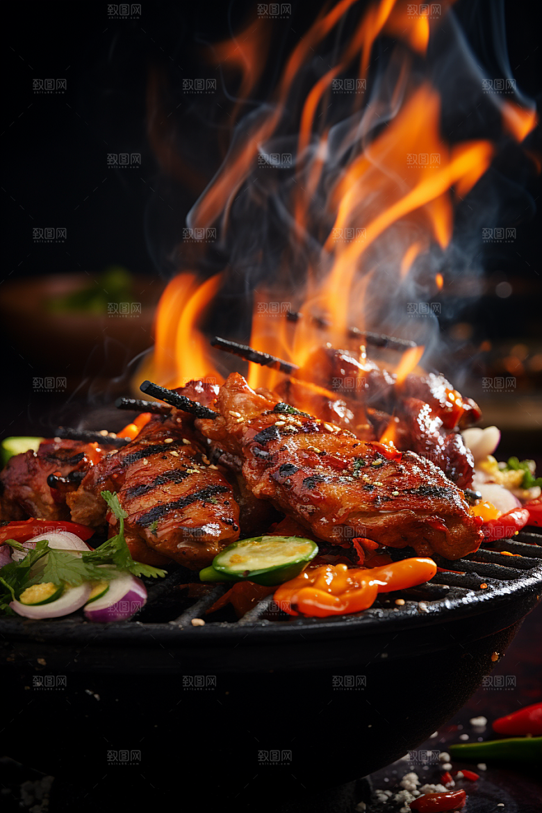 BBQ烧烤聚餐火热摄影图