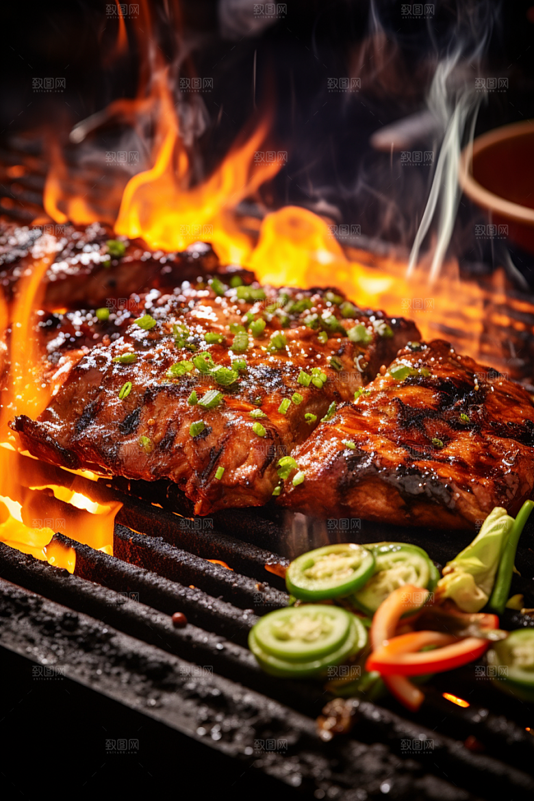 BBQ烧烤美味聚餐摄影图