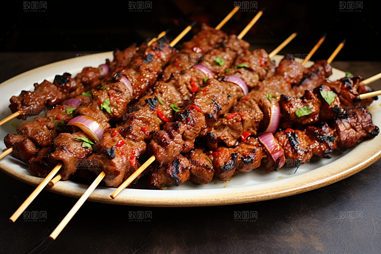 BBQ烧烤肉串高清摄影图