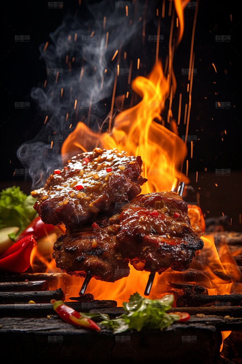 BBQ烧烤肉串肉类摄影图
