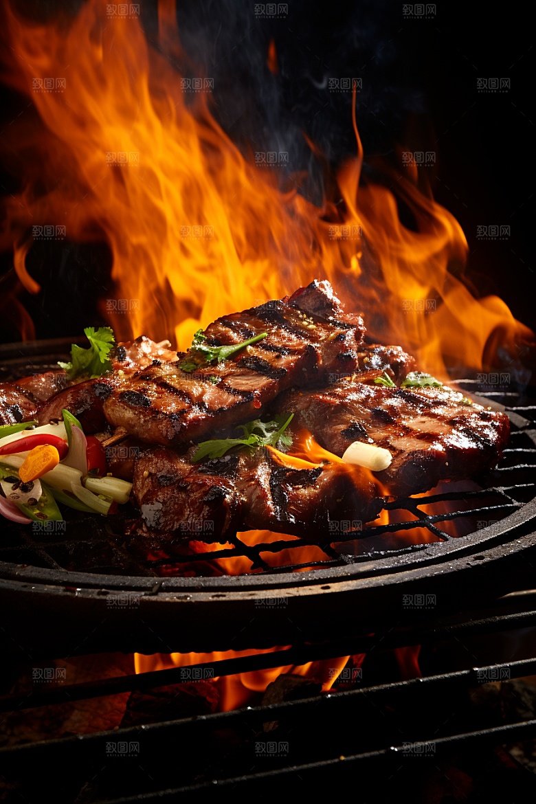 BBQ烧烤火辣聚餐摄影图