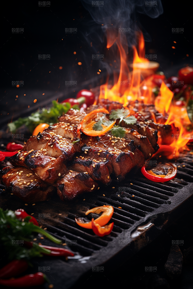 BBQ烧烤火热广告摄影图