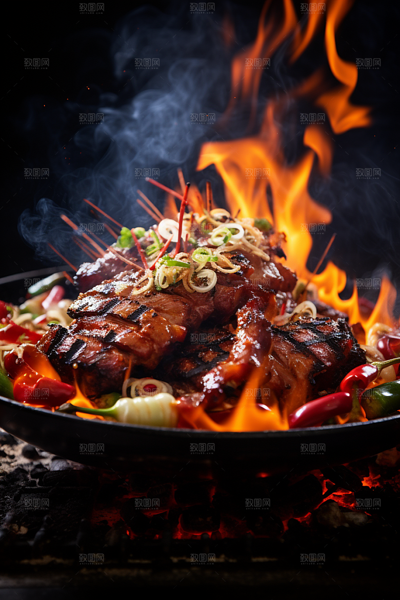 BBQ烧烤烤串高清摄影图