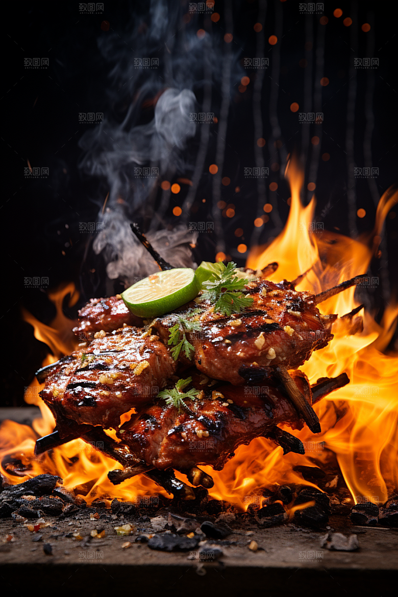 BBQ烧烤聚餐美食摄影图