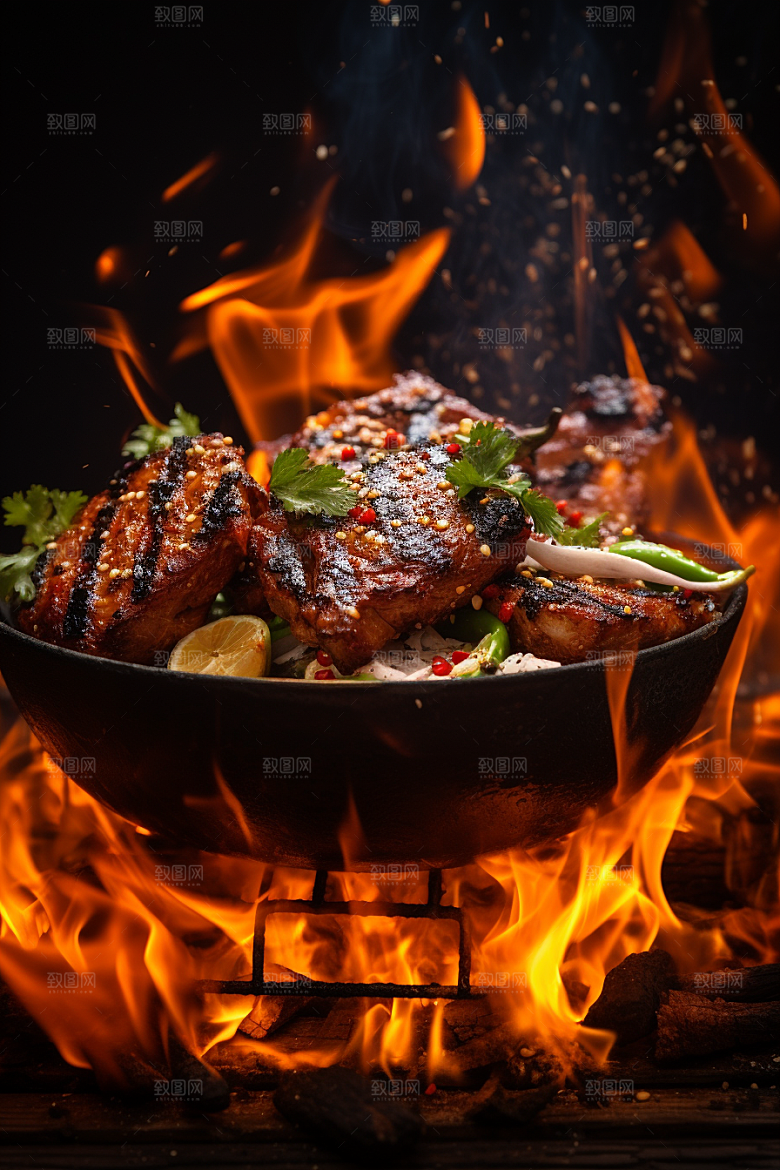 BBQ烧烤聚会肉串摄影图