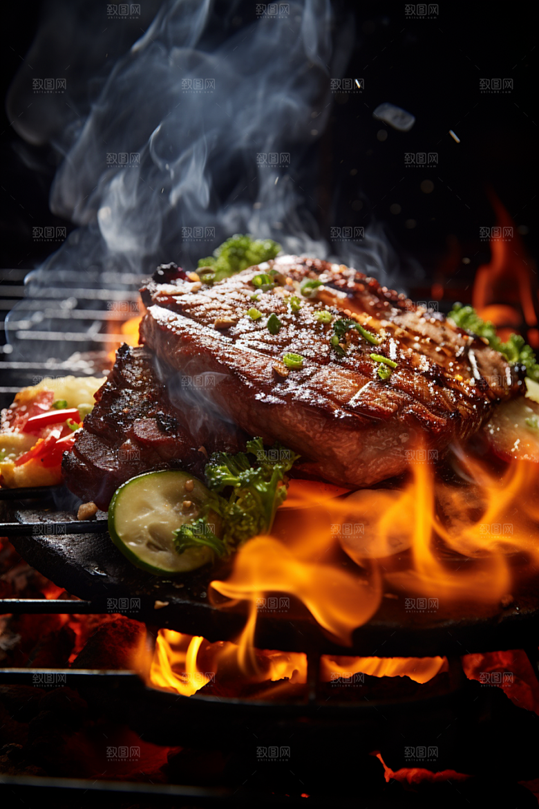 BBQ烧烤高清肉串摄影图