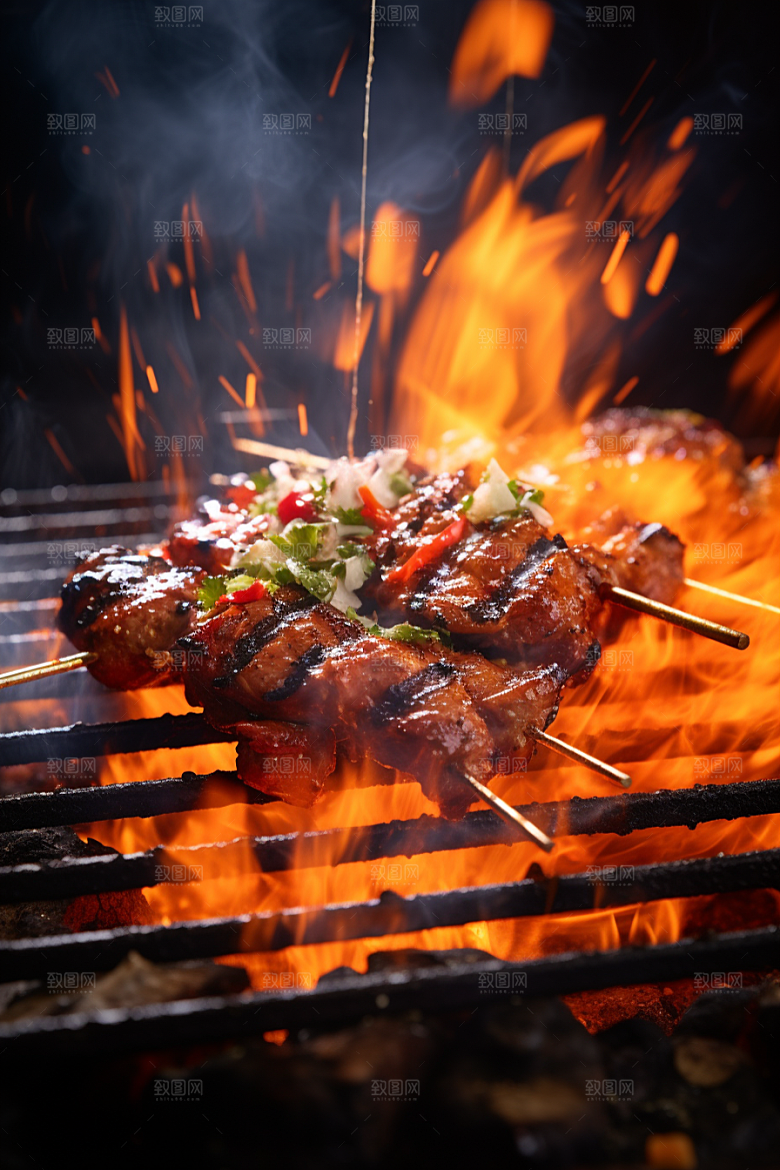 BBQ烧烤聚会烤串摄影图