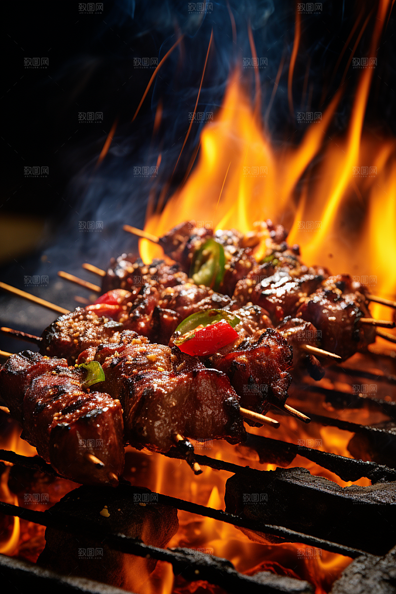 BBQ烧烤烤串肉类摄影图