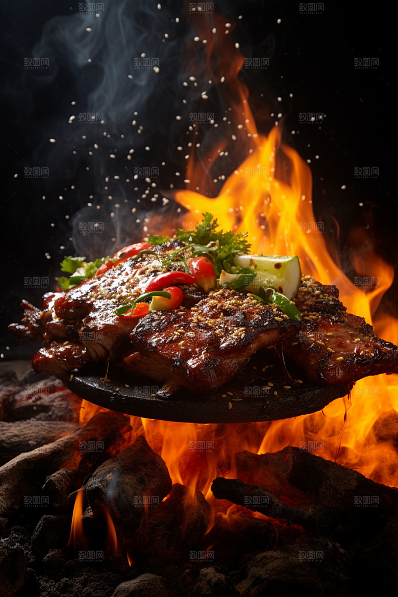 BBQ烧烤肉串广告摄影图