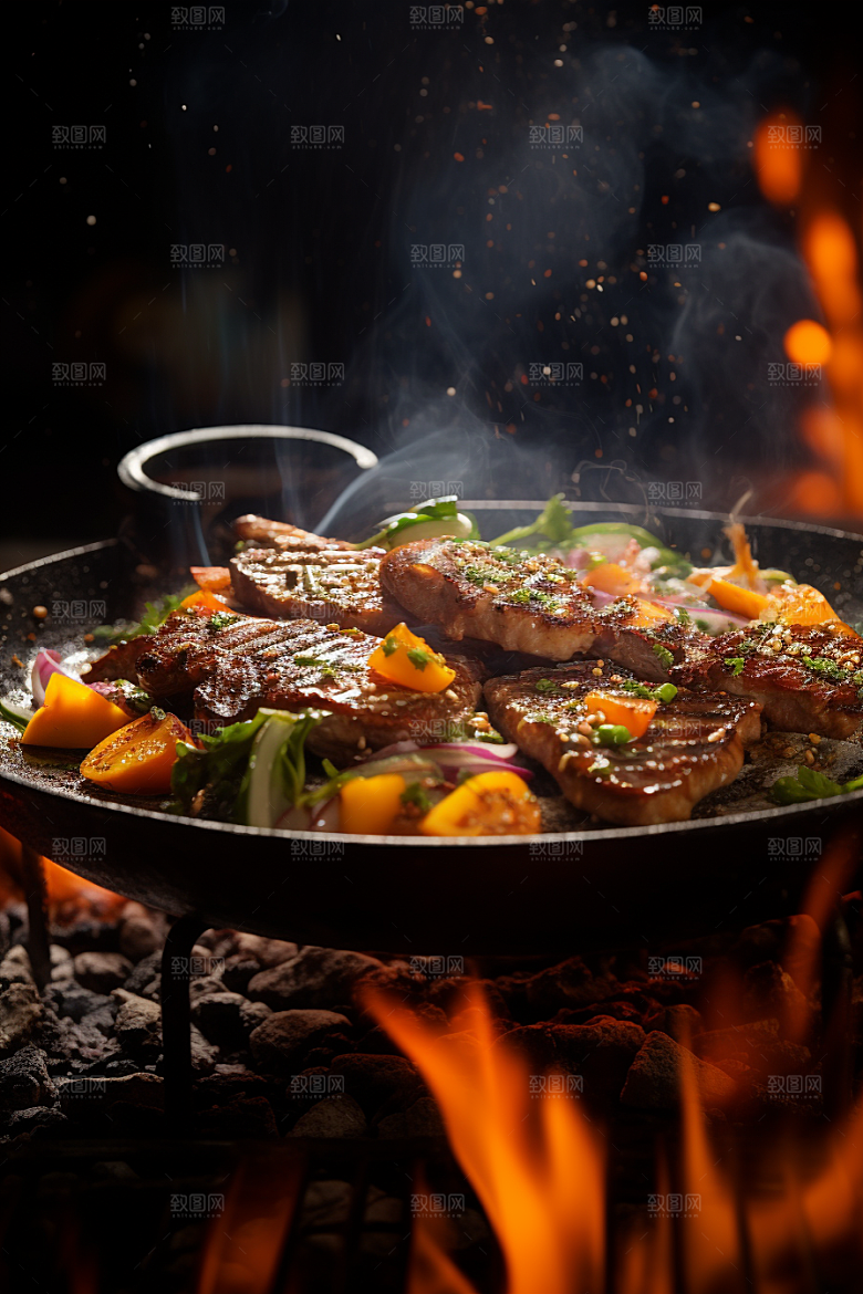BBQ烧烤烤串肉类摄影图