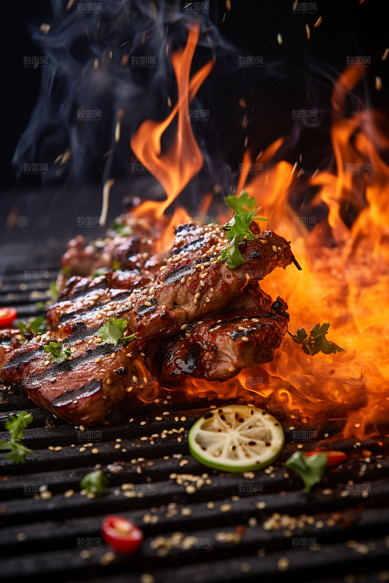 BBQ烧烤广告肉串摄影图