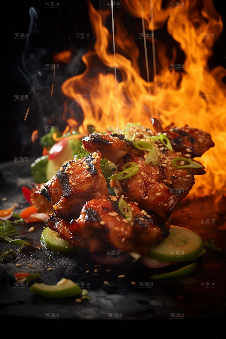 BBQ烧烤聚餐肉串摄影图
