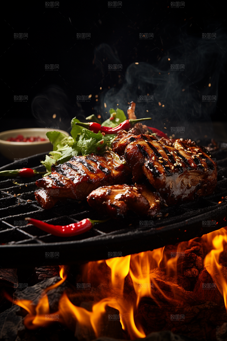 BBQ烧烤火热广告摄影图