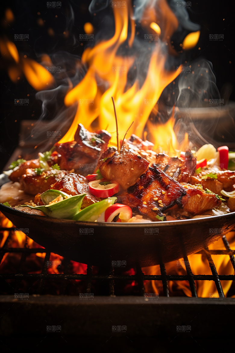 BBQ烧烤肉串美味摄影图