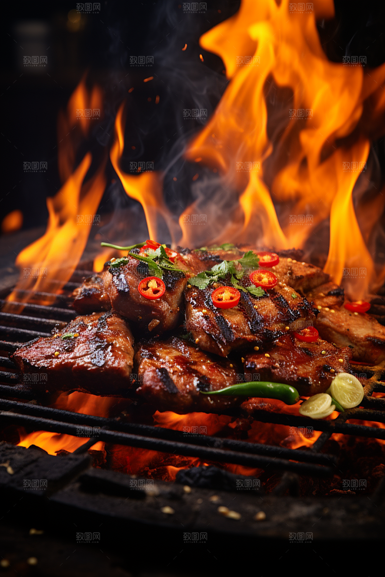 BBQ烧烤广告火辣摄影图