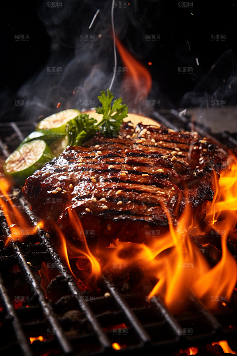 BBQ烧烤美味肉串摄影图