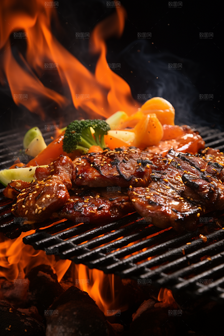 BBQ烧烤美食肉类摄影图