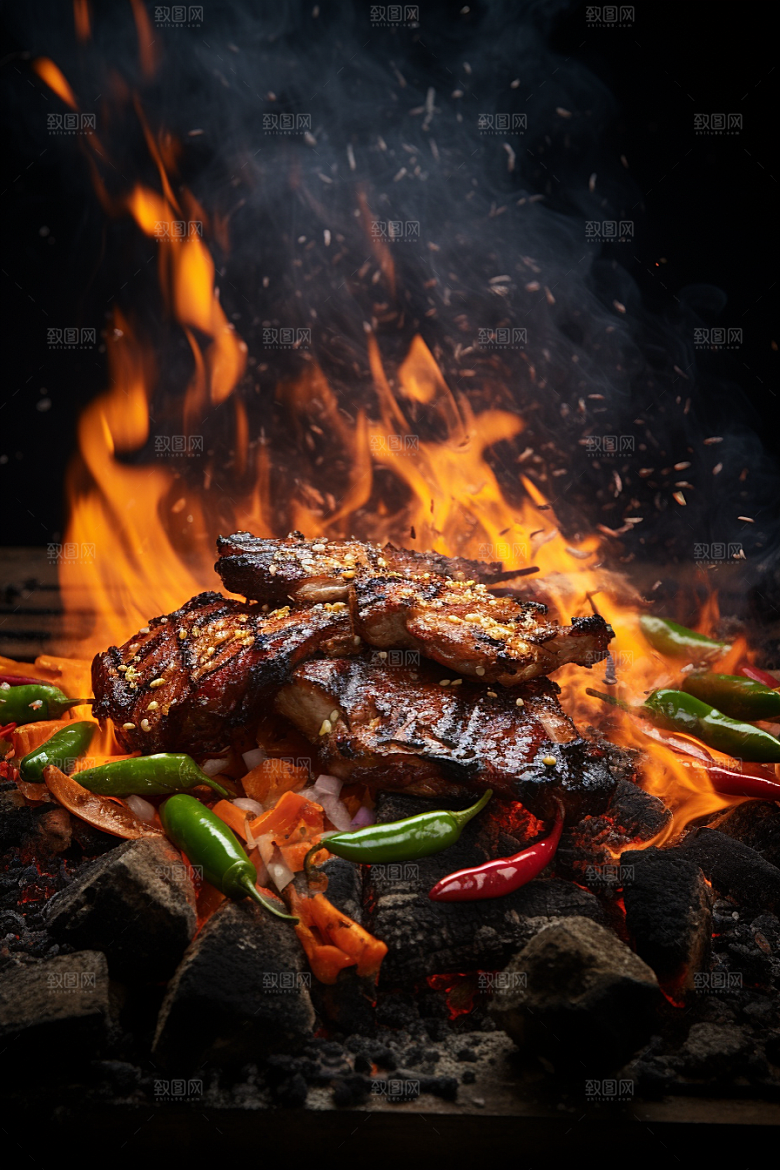 BBQ烧烤高清火辣摄影图