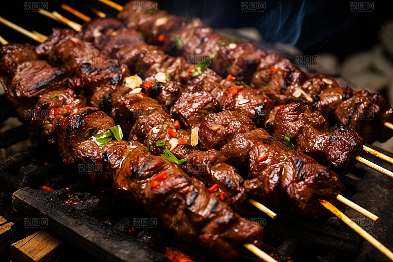 BBQ烧烤肉串美味摄影图