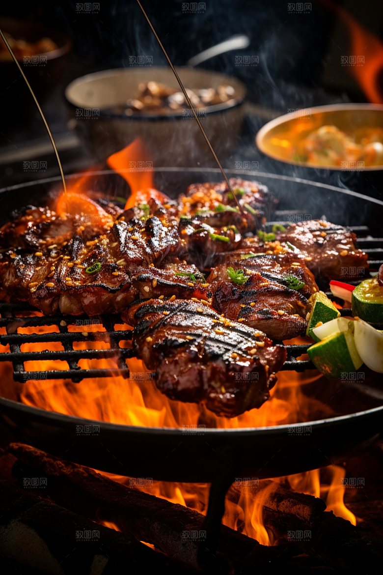 BBQ烧烤肉食美味摄影图