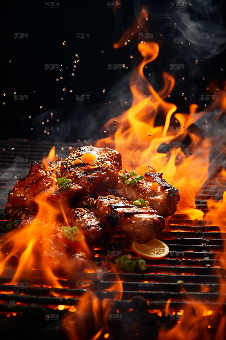 BBQ烧烤美味肉串摄影图