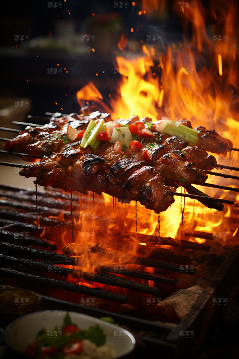 BBQ烧烤美食肉串摄影图