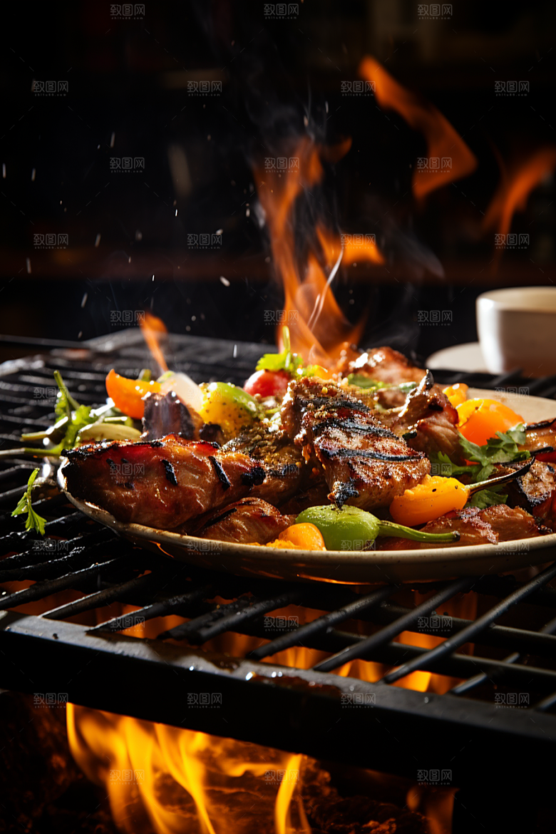 BBQ烧烤聚会肉串摄影图