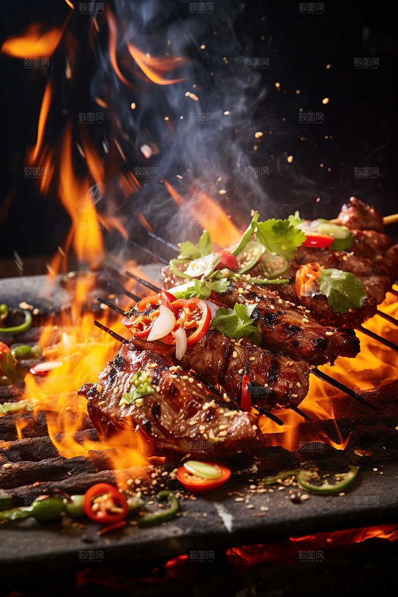 BBQ烧烤聚会烤串摄影图