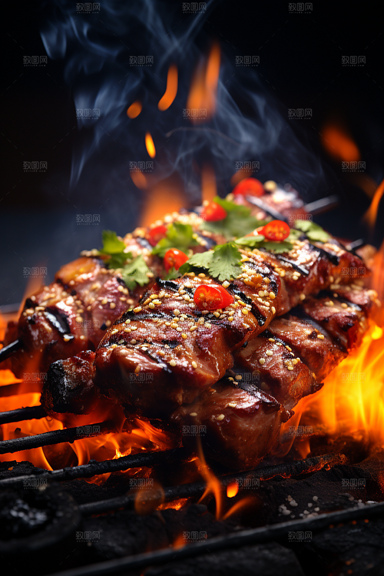 BBQ烧烤肉串高清摄影图