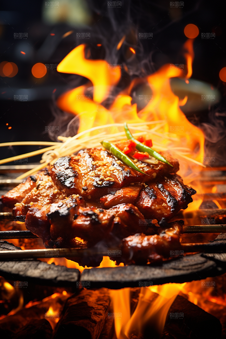 BBQ烧烤肉串高清摄影图