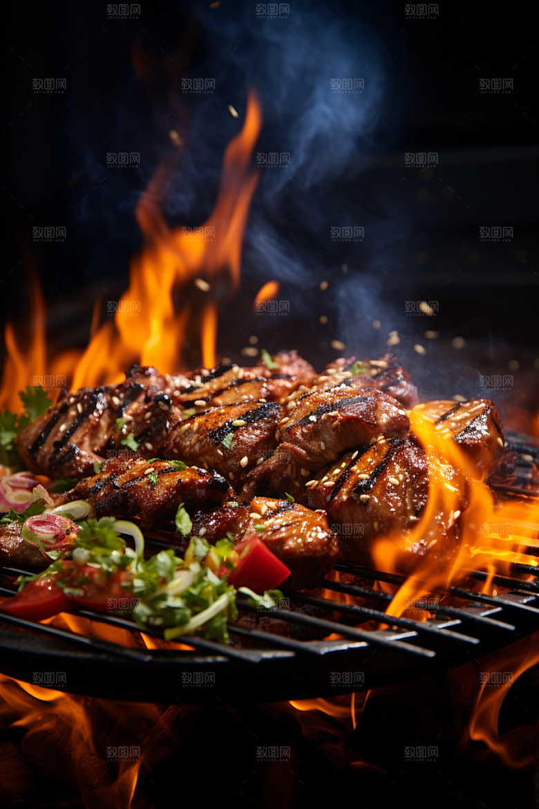 BBQ烧烤美味聚餐摄影图