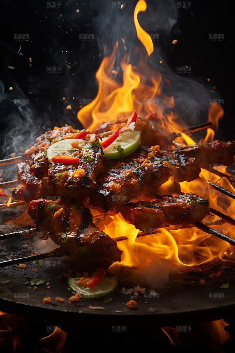 BBQ烧烤肉食聚会摄影图