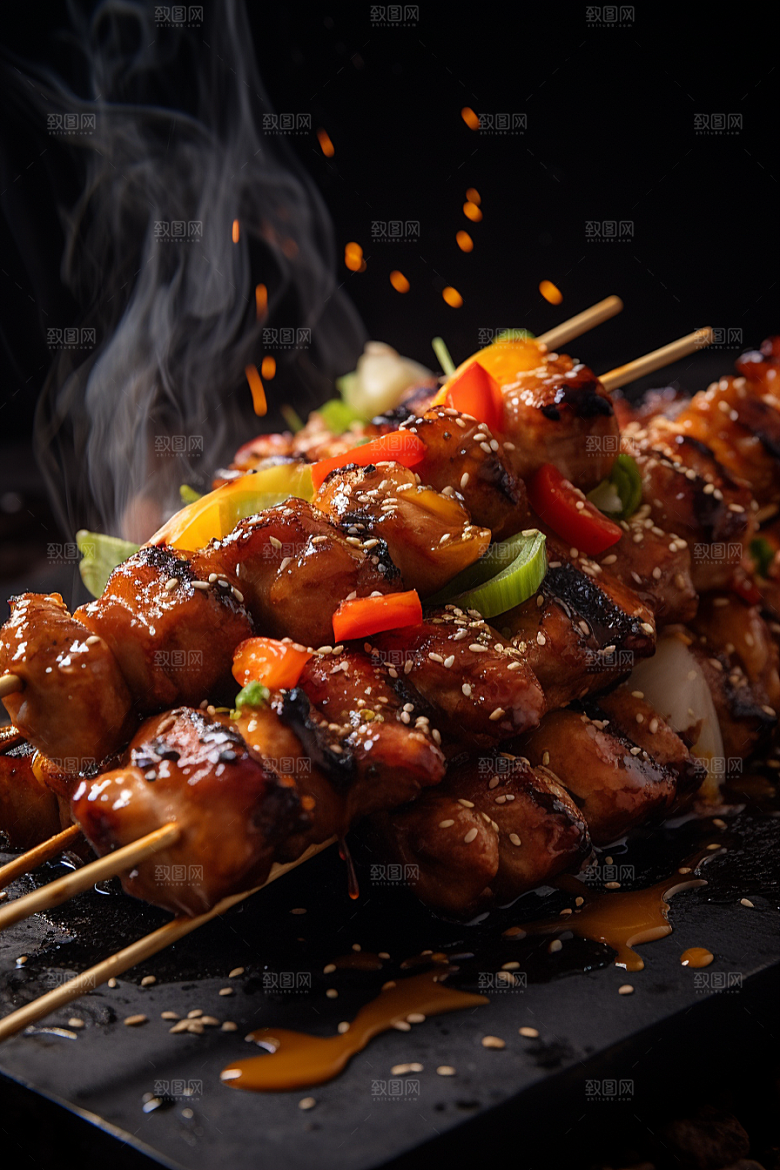 BBQ烧烤肉串聚会摄影图