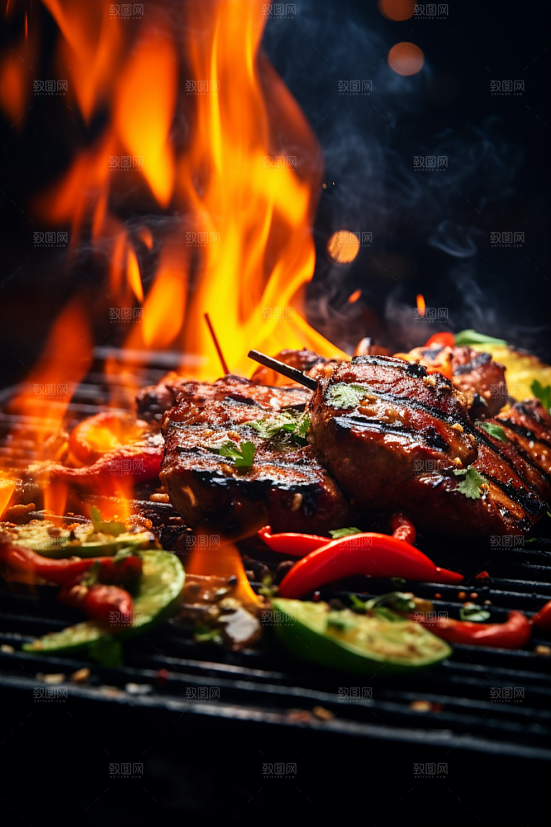 BBQ烧烤美味聚餐摄影图