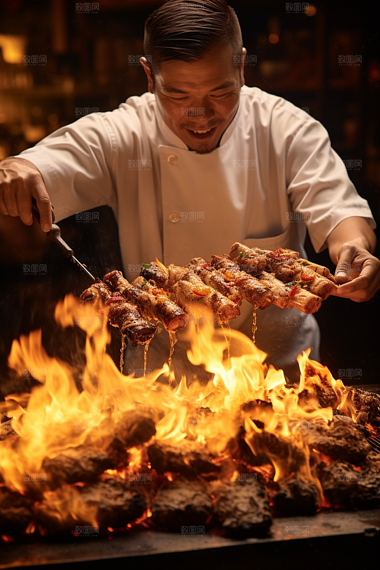 BBQ烧烤烤串美味摄影图