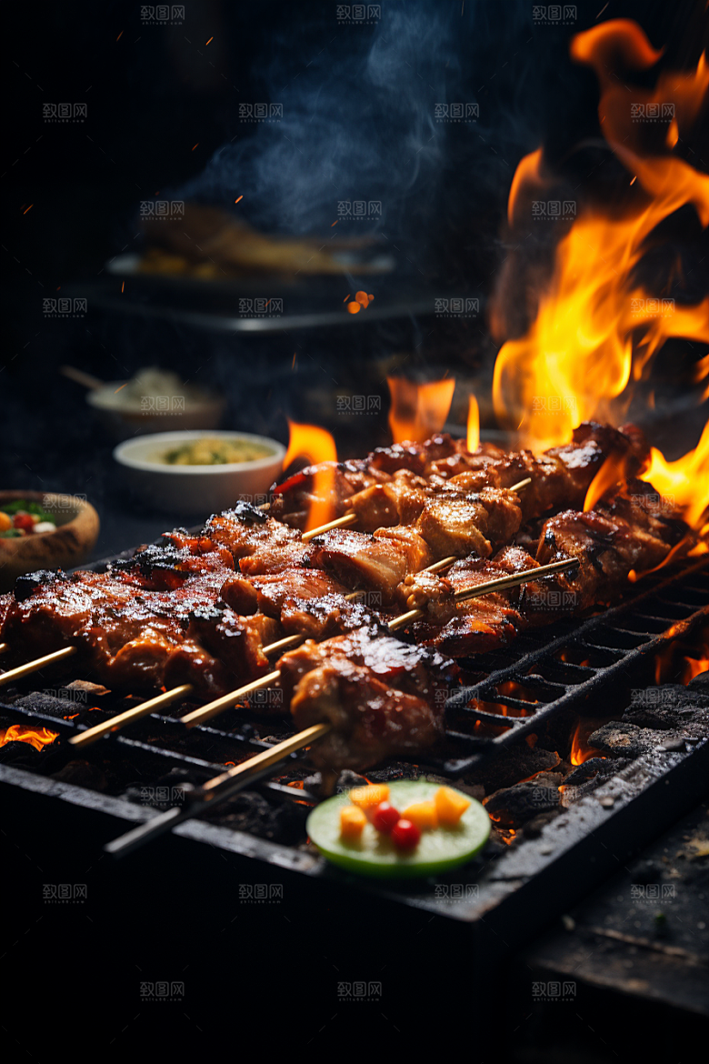 BBQ烧烤肉类美味摄影图