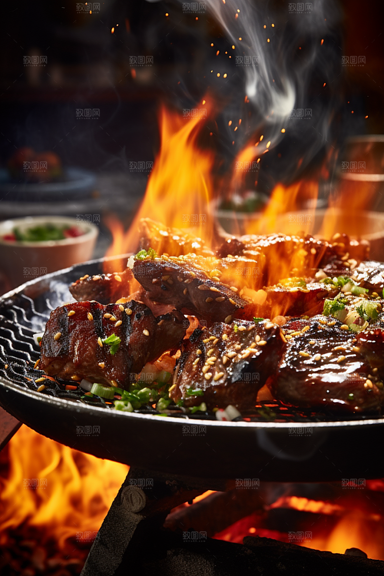 BBQ烧烤肉串肉类摄影图