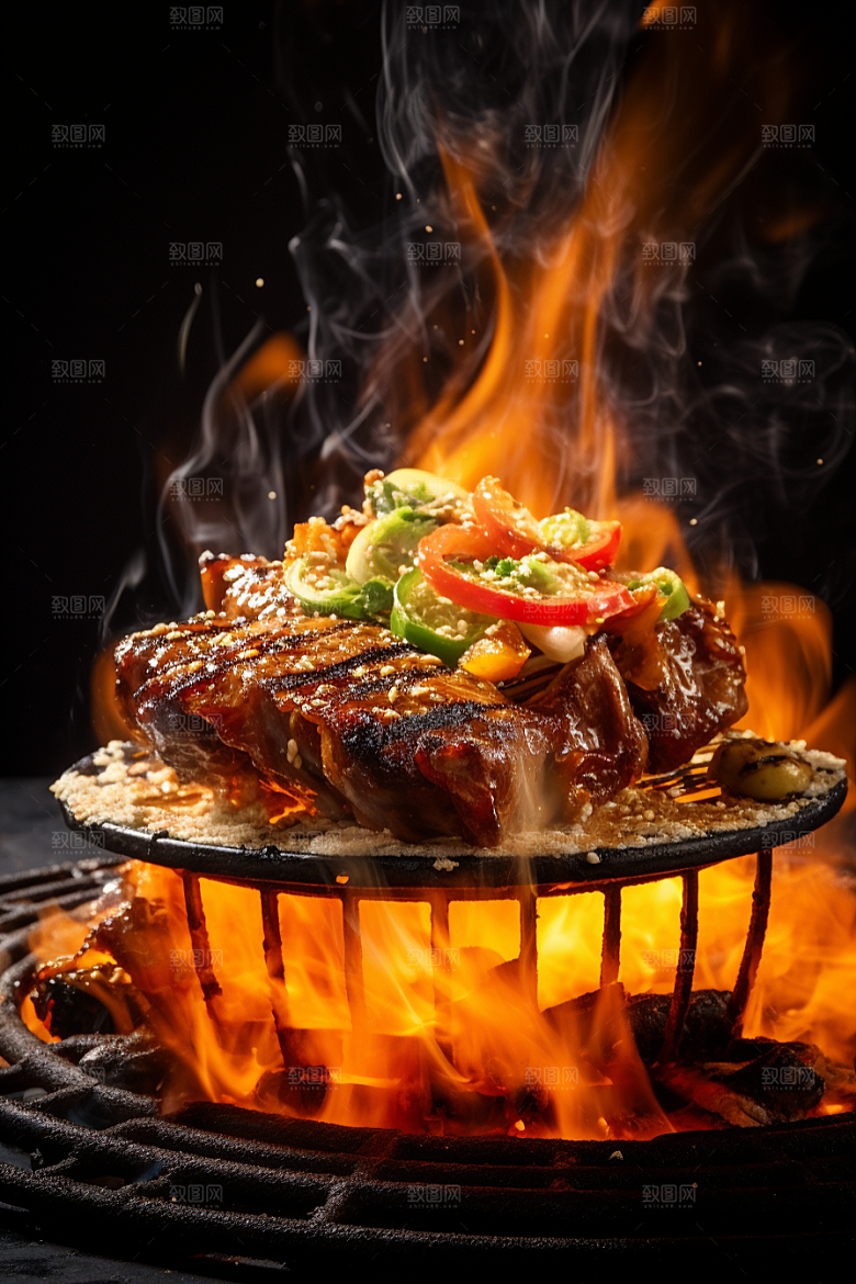 BBQ烧烤肉类火热摄影图