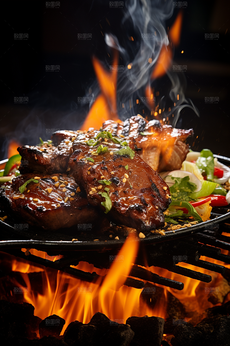 BBQ烧烤火热火辣摄影图