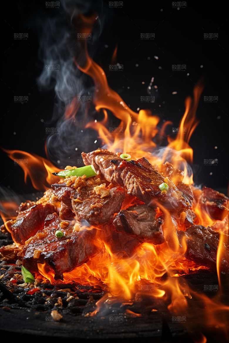 BBQ烧烤烤串肉食摄影图
