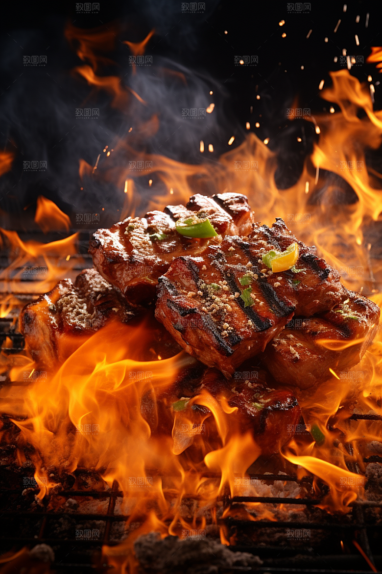 BBQ烧烤美味肉类摄影图