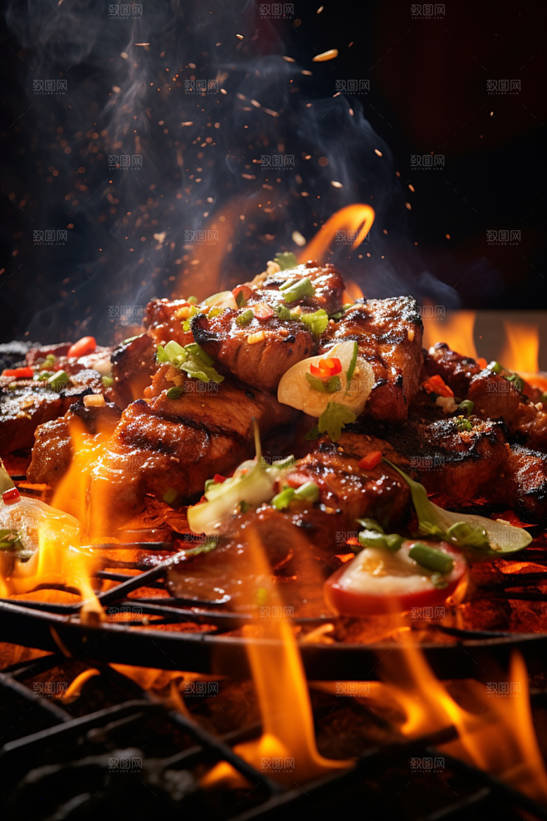 BBQ烧烤美味聚餐摄影图