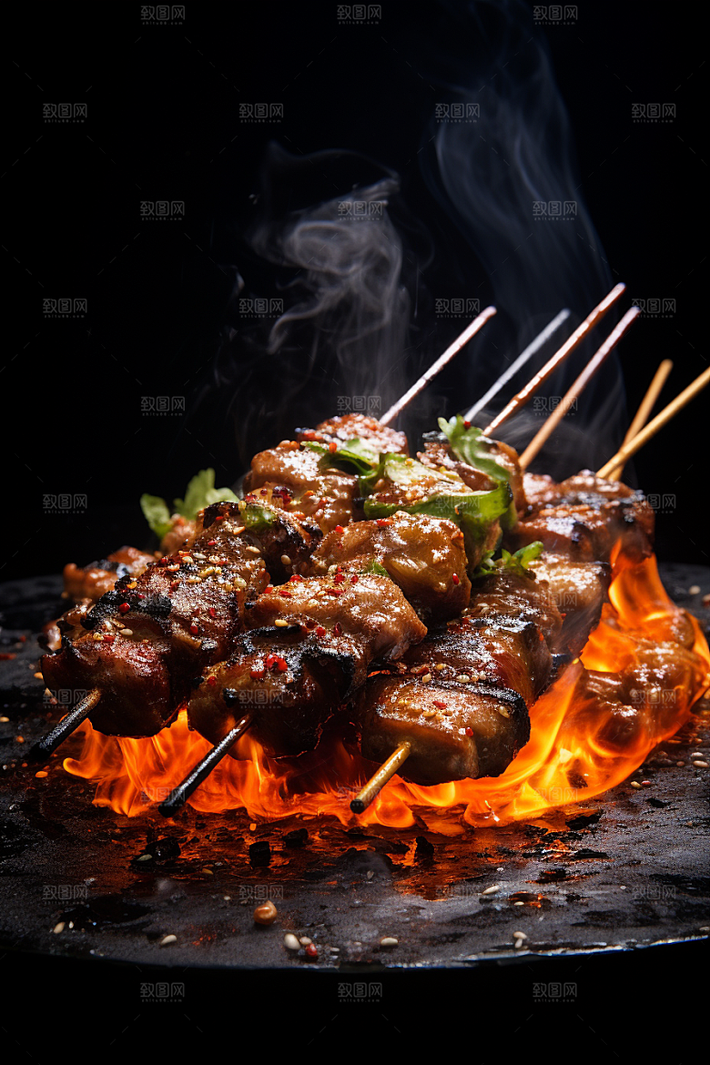 BBQ烧烤美食火热摄影图